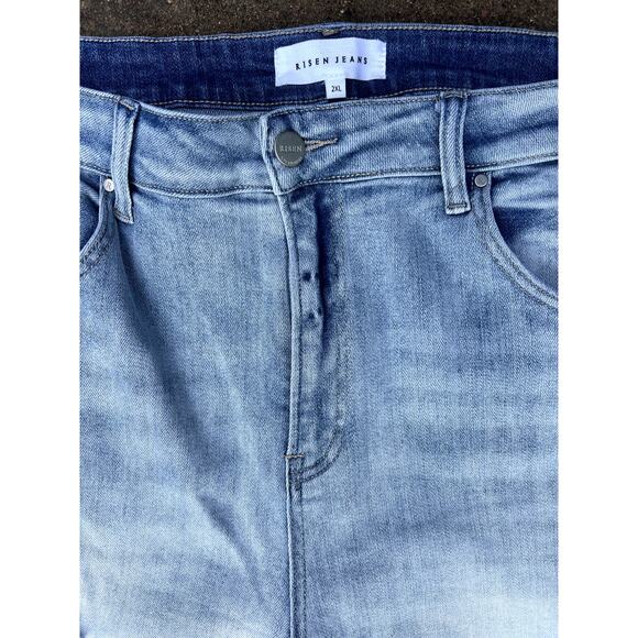 Risen high rise straight cropped jeans plus size 2XLx27.5" - Picture 3 of 5